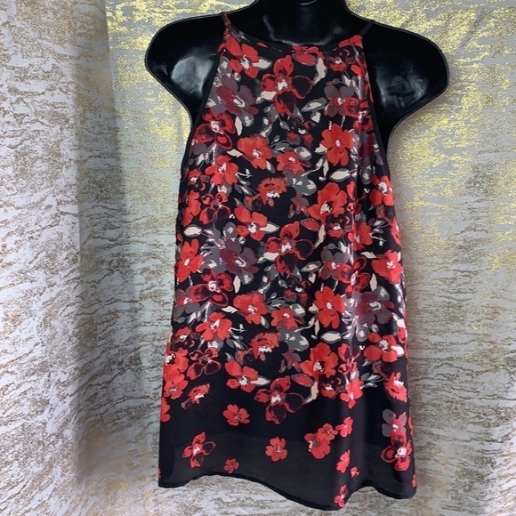 Chic by Jacob Sleeveless Floral Satin/Pleated Top Size P/S - Picture 6 of 11